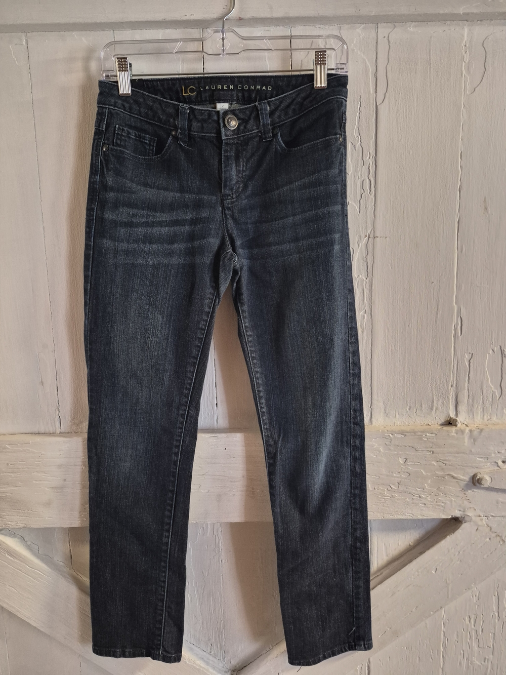 LC Lauren Conrad Dark Wash Straight Leg Jeans - Blue Size 2 26x27 10.5 Rise